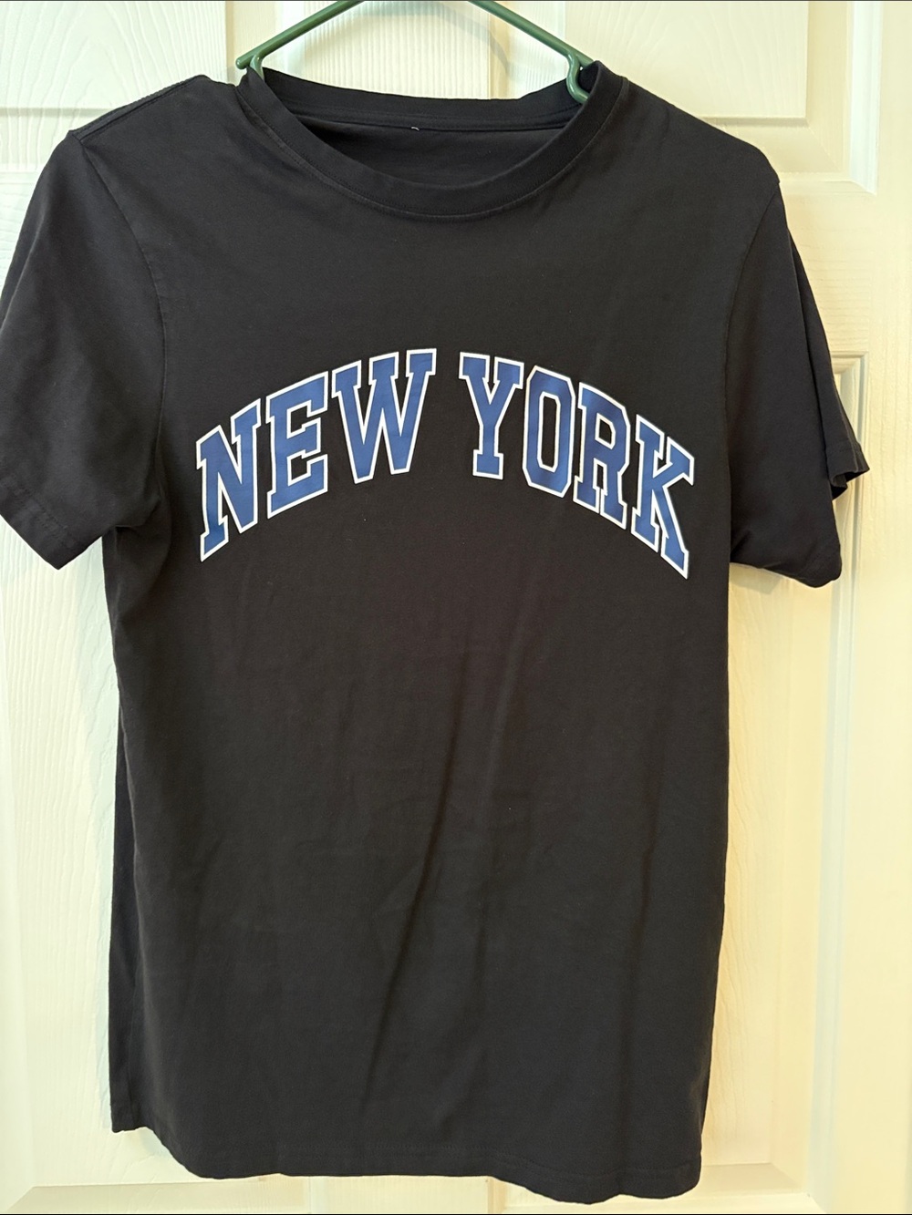 Source Unknown Black Tee with Blue "New York" Arch Graphic